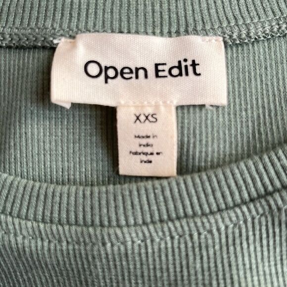 OPEN EDIT WOMENS DRESS SIZE XXS BODYCON LIGHT RIBBED GREEN‎ NEW SHORT SLEEVE NWT - Picture 3 of 8